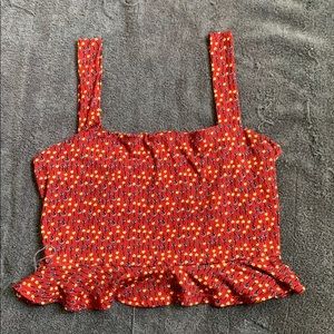 Red crop top.